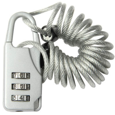 

3-Digit Resettable Combination Padlock Set With a Wire Rope(Silver)