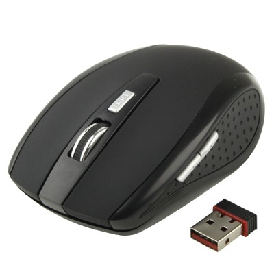 2.4 GHz 800~1600 DPI Wireless 6D Optical Mouse with USB Mini Receiver, Plug and Play, Working Distance up to 10 Meters (Black)
