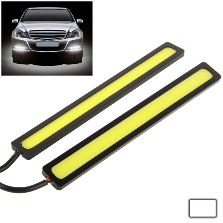 

2 x 6W DIY White LED Daytime Running Light / DRL Lamp, Length: 14cm(Black)