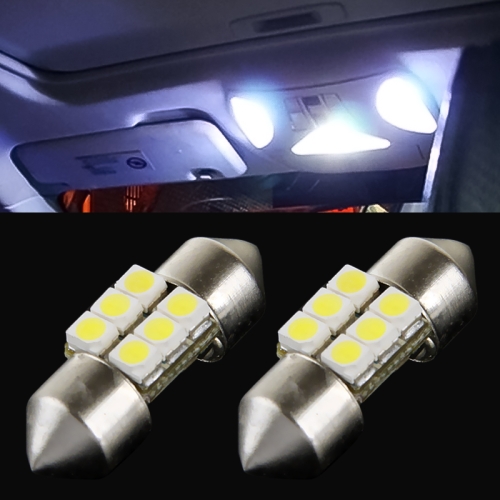 

2 PCS 27mm 6 LED 5050 SMD Car Reading Light Bulb(White Light)