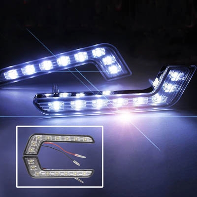 

Universal White 8 LED Daytime Running Light for Car (Black)