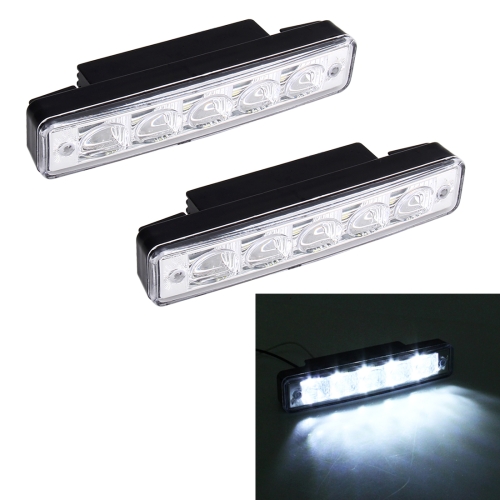 

2 PCS 5 LED White Light Daytime Running Light Lamp for Car(Black)