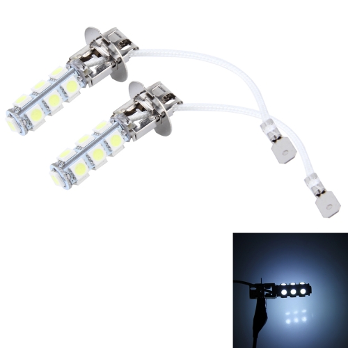 

H3 Car White 13 LED 5050 SMD Fog Light Bulb, DC 12V (Pair)