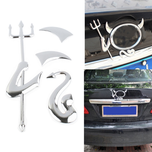 

3D Demon Pattern Auto Emblem Logo Decoration Car Sticker, Size: 15cm x 5.5cm (approx.)(Silver)
