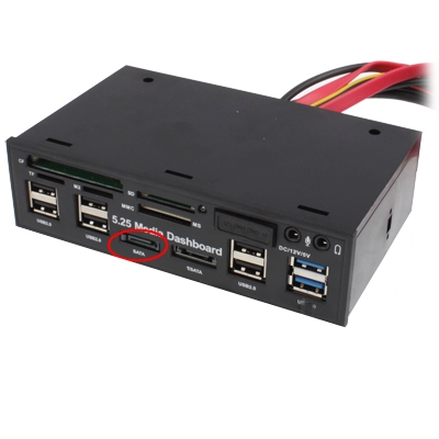 

5.25 inch Media PC Dashboard Card Reader 2 x USB 3.0 + 6 x USB 2.0 SATA