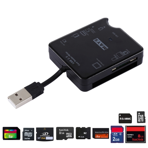 

MAYS CR-500 Hi-Speed Card Reader / Writer, Built in USB 2.0 Interface (Support SD MMC / RS MMC / TF / M2 / MS Pro / MS Pro Duo / CF / XD Card Reader)(Black)