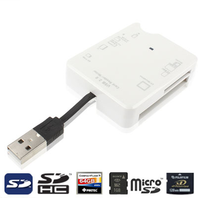 

Hi-Speed Card Reader, Built in USB 2.0 Interface (Support SD MMC / RS MMC / TF / M2 / MS Pro / MS Pro Duo / CF / XD Card Reader), White(White)