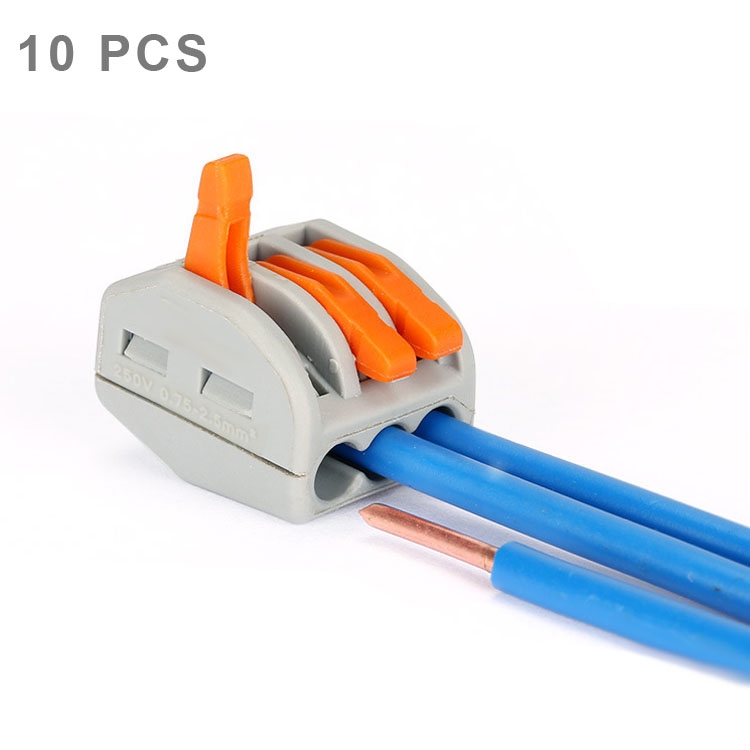 

10 PCS Universal Compact 3 Pin Push Clamp Solderless Wire Connector