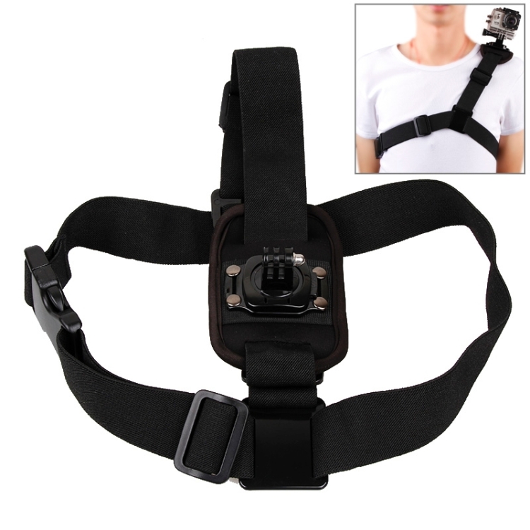 

360 Degree Rotary Special Sports Single Shoulder DV Chest Belt for GoPro HERO9 Black / HERO8 Black /7 /6 /5 /5 Session /4 Session /4 /3+ /3 /2 /1, Xiaoyi and Other Action Cameras(Black)