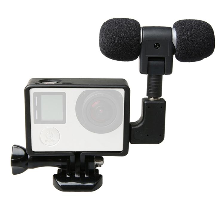 

External High Fidelity Mini USB Stereo Microphone Kits with Side Case Frame + Windshield for GoPro HERO4 /3+ /3 Camera