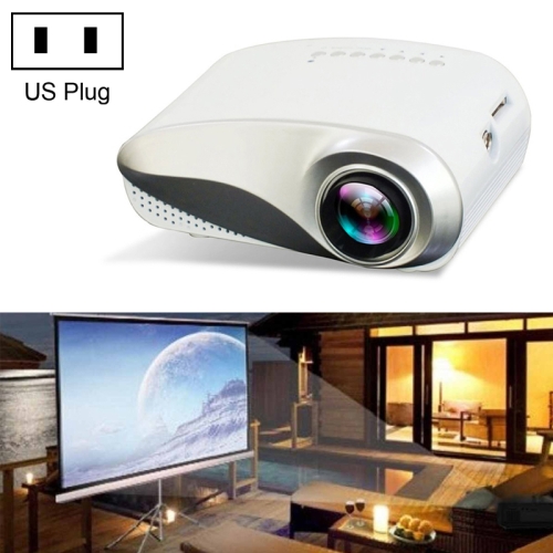 

1080P HD Mini LED Projector for Home Multimedia Cinema, Support AV / TV / VGA / USB / HDMI / SD, US Plug(White)