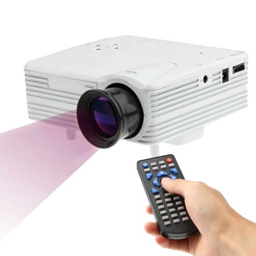 

80 lumens 1080P HD Multimedia Mini Portable LED Projector, Support HDMI / VGA / AV / USB / SD Card, Model: H80(White)