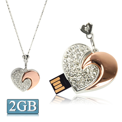 

Heart Shaped Diamond Necklace Style USB Flash Disk (2GB)