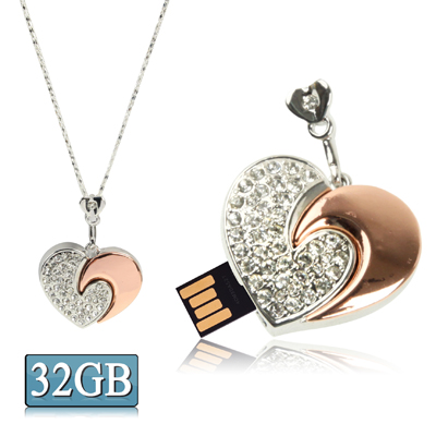 

Heart Shaped Diamond Necklace Style USB Flash Disk (32GB)