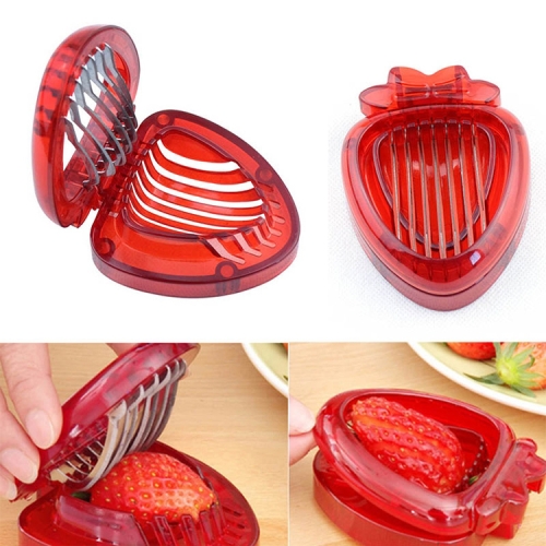 

2 PCS Kitchen Tool Plastic Strawberry Slicer Fruit Knife with Stainless Steel Blade(Red)