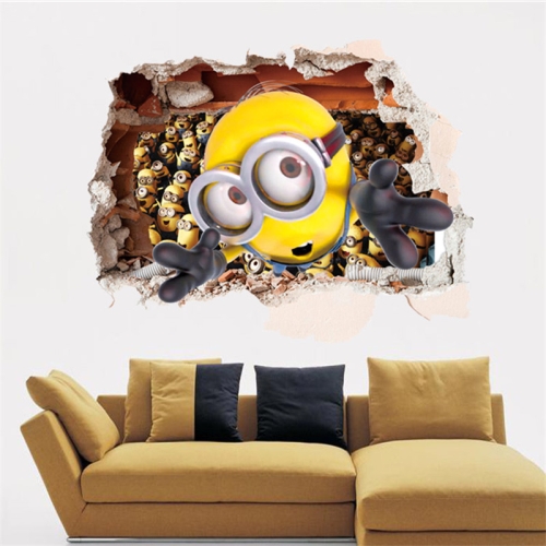 

3D Home Decor Minions Removable Wall Stickers, Size: 60cm x 90cm