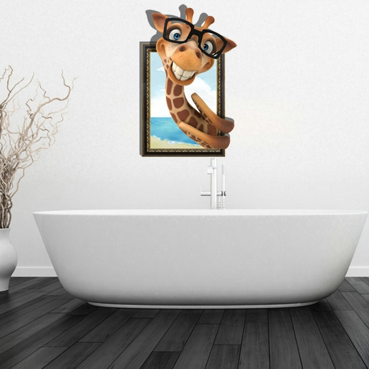 

3D Giraffe Removable Bathroom Art Stickers, Size: 91 x 58 x 0.3 cm