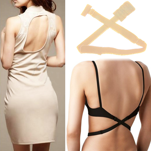 

Adjustable Low Back Bra Strap Converter Backless V Conversion Solution(Khaki)