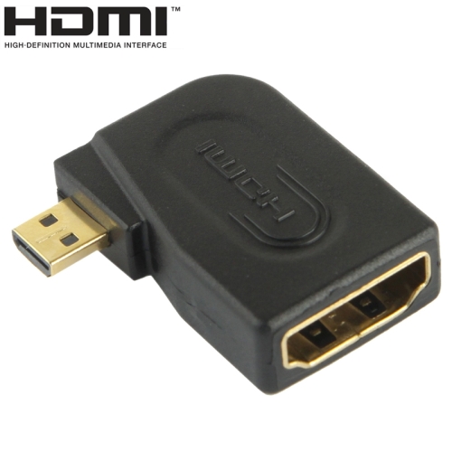 

Gold Plated Micro HDMI Male to HDMI 19 Pin Female Adaptor with 90 Degree Angle(Black)