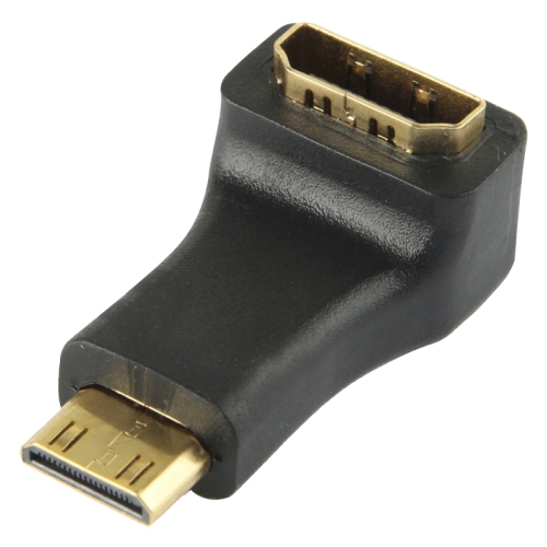 

Gold Plated Mini HDMI Male to HDMI 19 Pin Female Adaptor with 90 Degree Angle(Black)