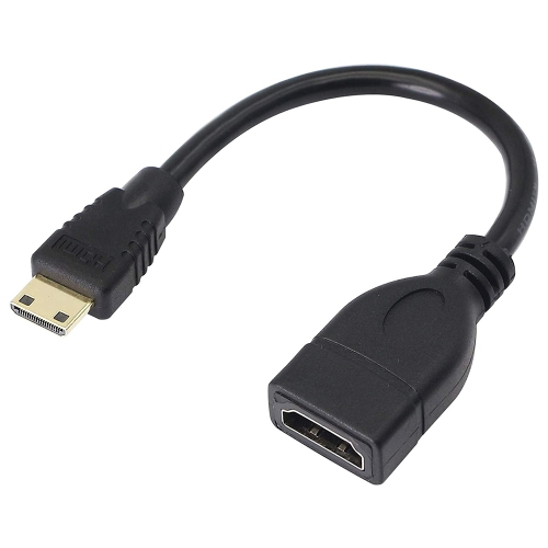 

17cm Gold Plated Mini HDMI Male to HDMI 19 Pin Female Cable(Black)