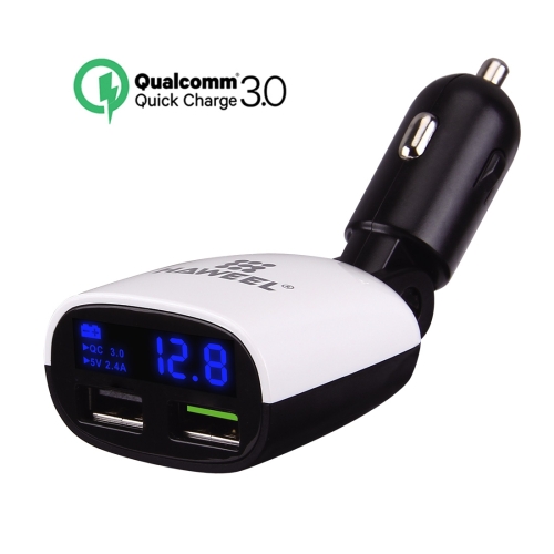 

[UAE Warehouse] HAWEEL 3.4A Dual USB Ports LED Display QC 3.0 Quick Car Charger for Smartphone / Tablet PC, Support FCP and AFC Fast Charging Protocol(Black)