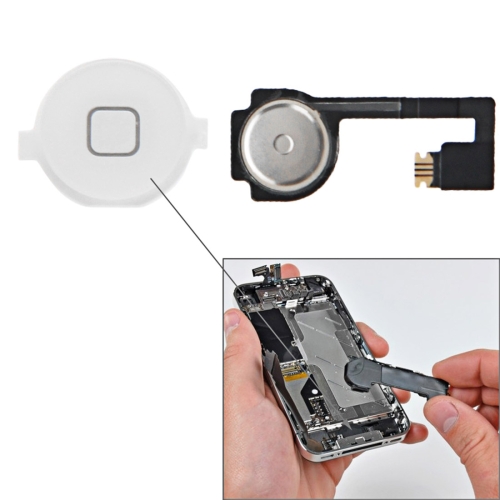 

2 in 1 Home Key Button with PCB Membrane Flex Cable for iPhone 4(White)