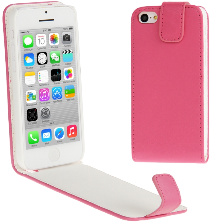

Vertical Flip Leather Case for iPhone 5C(Magenta)