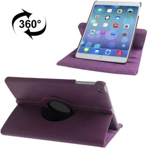 

360 Degree Rotation Litchi Texture Leather Case with 3 Gears Holder & Sleep / Wake-up Function for iPad Air / Air 2 / iPad 9.7 2017 / iPad 9.7 2018(Purple)