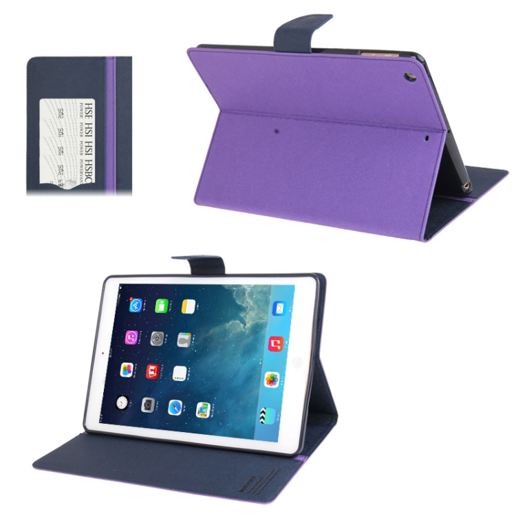 

GOOSPERY FANCY DIARY for iPad Air Cross Texture Leather Case with Card Slot & Holder & Wallet(Purple)