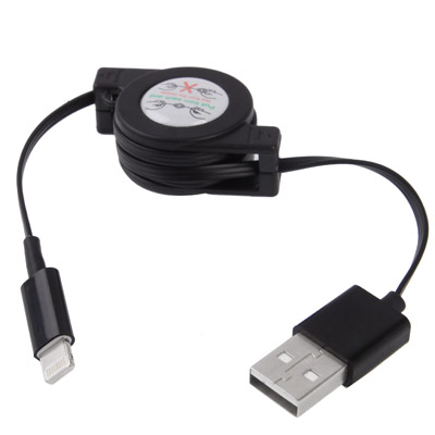 

70cm 8 Pin to USB 2.0 Sync Data / Charging Retractable Cable, For iPhone XR / iPhone XS MAX / iPhone X & XS / iPhone 8 & 8 Plus / iPhone 7 & 7 Plus / iPhone 6 & 6s & 6 Plus & 6s Plus / iPad(Black)