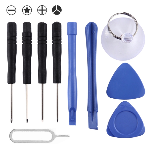 10 in 1 (4 x Screwdriver + 2 x Teardown Rods + 1 x Chuck + 2 x Triangle on Thick Slices + Eject Pin) Disassembly Repairing Tool for Smart Phones