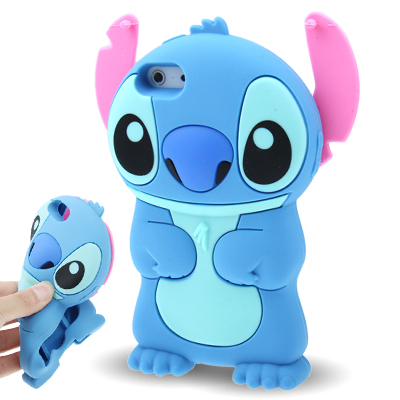 

3D Stitch Shape Silicone Case for iPhone 5 & 5S(Blue)