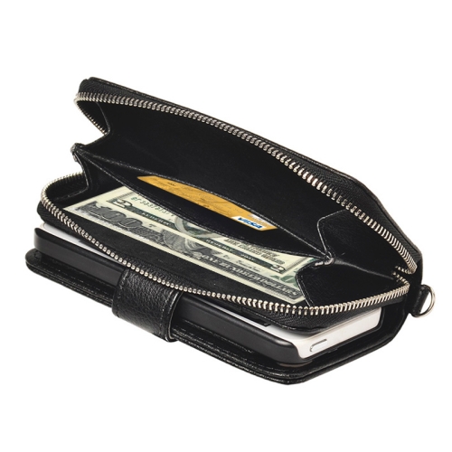 

Zipper Wallet Leather Case with Lanyard for iPhone 5 & 5s & SE & SE(Black)