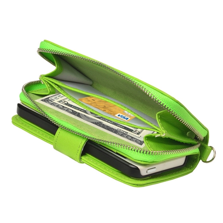 

Zipper Wallet Leather Case with Lanyard for iPhone 5 & 5s & SE & SE(Green)