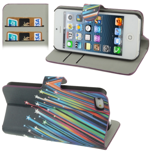 

Colorful Meteor Shower Pattern Horizontal Flip Leather Case with Credit Card Slot & Holder for iPhone 5 & 5s & SE & SE