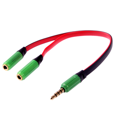 

Noodle Style 3.5mm Stereo Audio Headset to 2x Splitter Adapter, For iPhone 5 / iPhone 4 & 4S / 3GS / 3G / iPad 4 / iPad mini / mini 2 Retina / New iPad / iPad 2 / iTouch(Green)