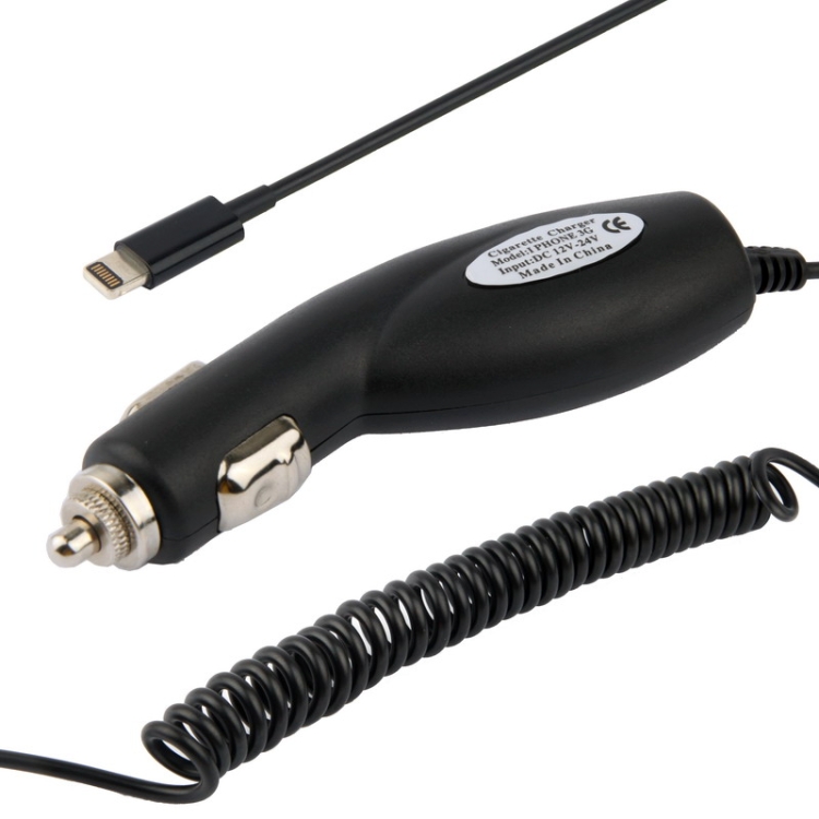 

1m 5V 1A 8 Pin Car Charger Coiled Cable, For iPhone, Galaxy, Huawei, Xiaomi, LG, HTC and Other Smart Phones(Black)