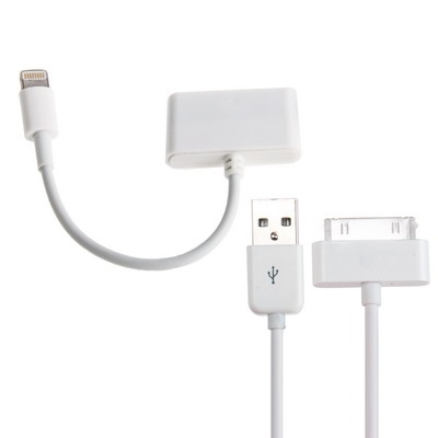 

2 in 1 (30 Pin Female to Male Sync Data Cable Adapter, Length: 12cm + iPhone 30 Pin USB Sync Cable, Length: 1m), For iPhone XR / iPhone XS MAX / iPhone X & XS / iPhone 8 & 8 Plus / iPhone 7 & 7 Plus / iPhone 6 & 6s & 6 Plus & 6s Plus / iPad(White)