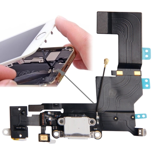 

Original Version Tail Connector Charger Flex Cable + Headphone Audio Jack Ribbon Flex Cable for iPhone 5S(White)