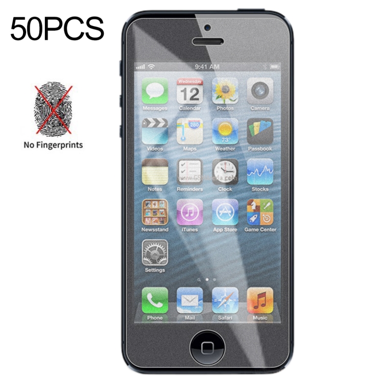 

50 PCS Non-Full Matte Frosted Tempered Glass Film for iPhone 5 / 5S / 5C