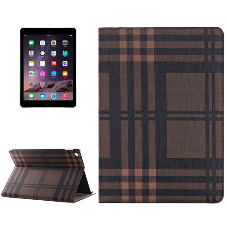 

Plaid Texture Leather Case with Holder & Card Slots & Money Pocket for iPad Air 2(Coffee)