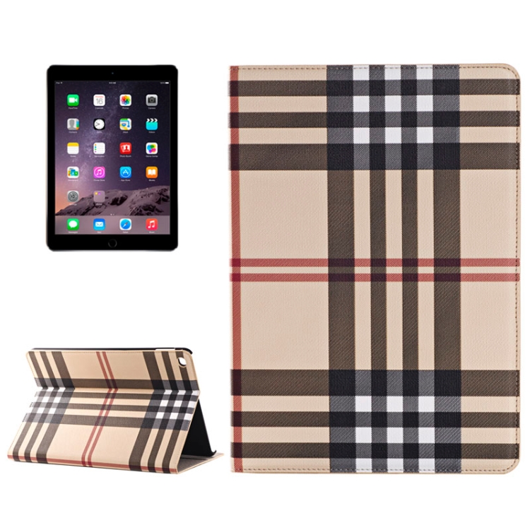 

Plaid Texture Leather Case with Holder & Card Slots & Money Pocket for iPad Air 2(Yellow)