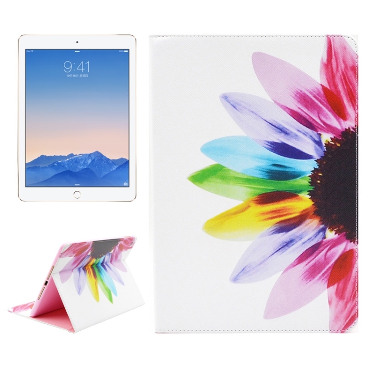 

Seven Color Flower Pattern Leather Case with Holder & Card Slots & Wallet for iPad Air 2 / iPad 6