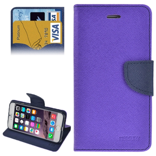 

Cross Texture Horizontal Flip Leather Case Cover with Credit Card Slots for iPhone 6(Purple)