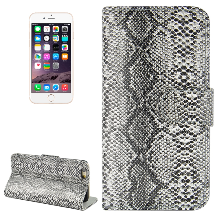 

Snakeskin Texture Horizontal Flip PU Leather Case with Card Slot&Holder for iPhone 6 & 6S(Grey)