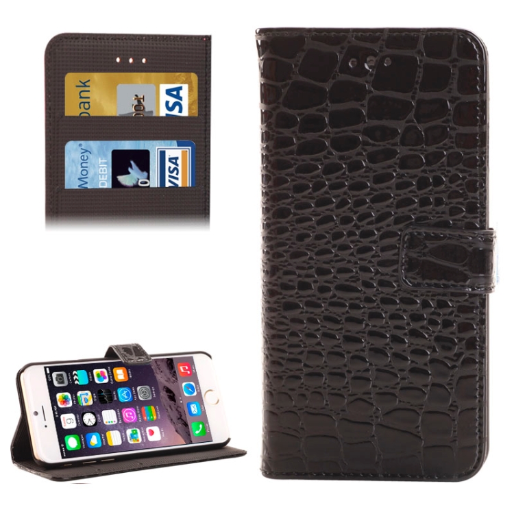 

Crocodile Texture Leather Case with Holder and Card Slots for iPhone 6 & 6S(Black)