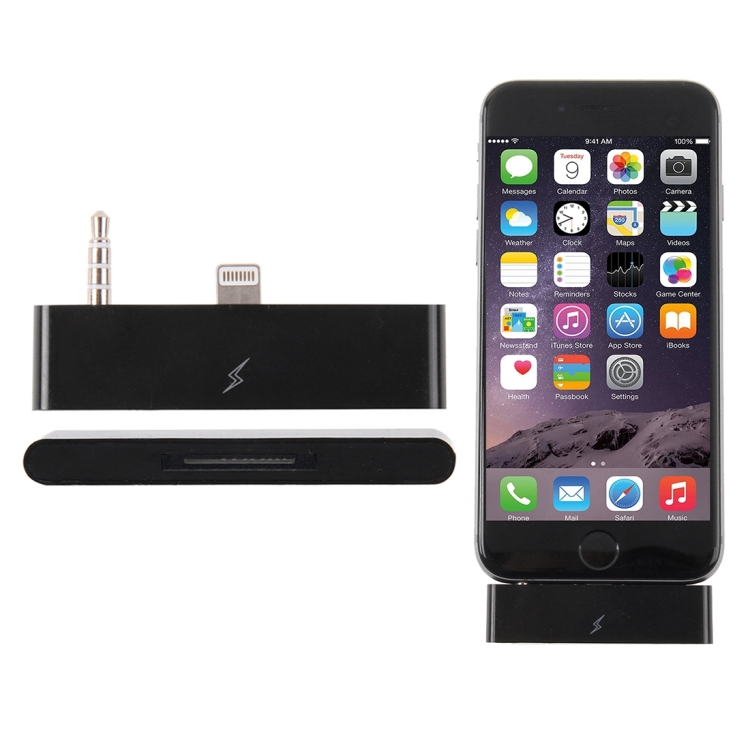 

8 Pin to 30 Pin Audio Adapter with 3.5mm Jack for iPhone 6(Black)