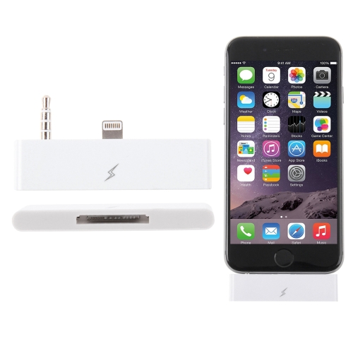 

8 Pin to 30 Pin Audio Adapter with 3.5mm Jack for iPhone 8 / 8 Plus, iPhone 7 & 7 Plus, iPhone 6(White)