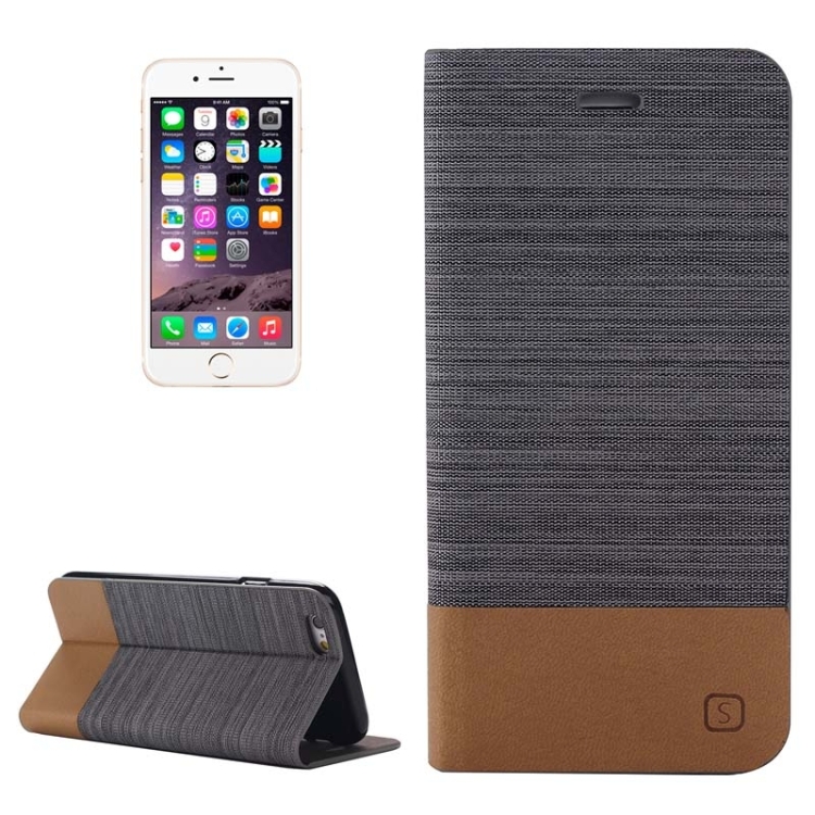 

Horizontal Flip Canvas Leather Case with Card Slot & Holder for iPhone 6 (Dark Gray)